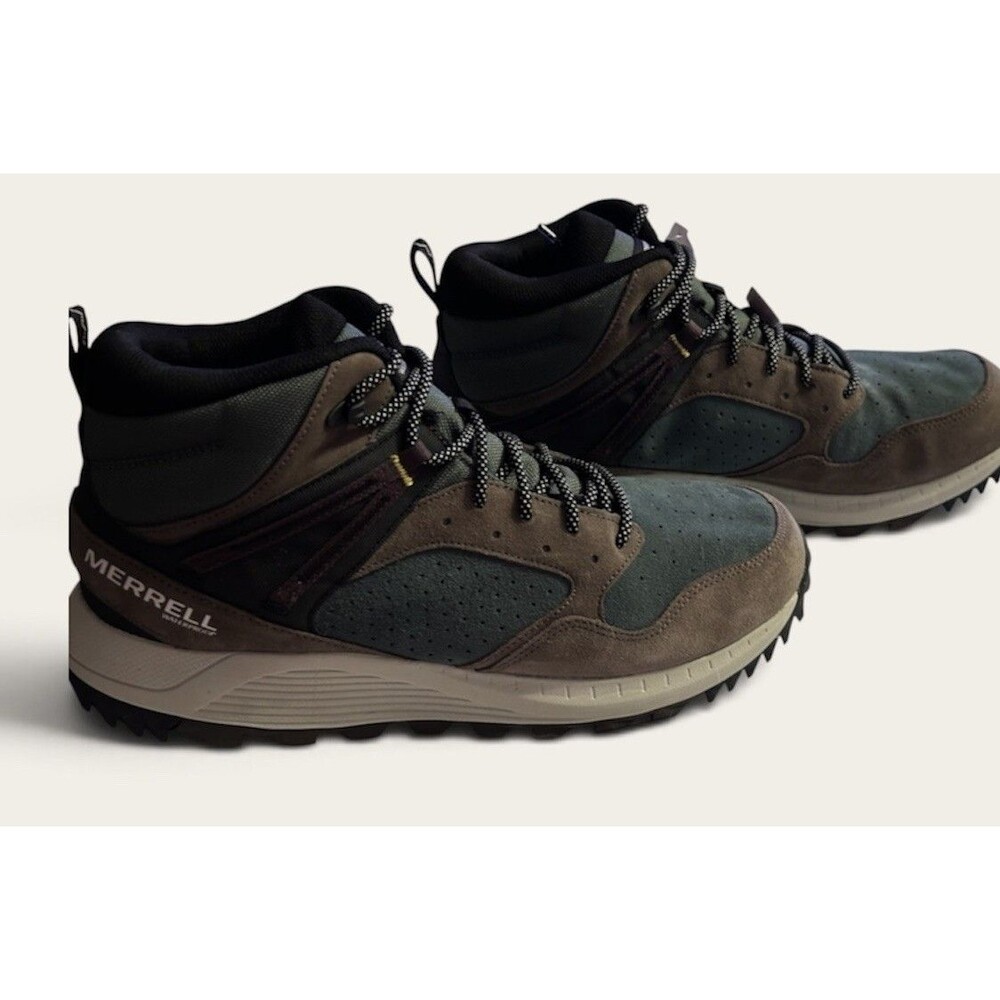 Merrell Wildwood Leather Waterproof Gray Hiking Boots J068031 Men's 12